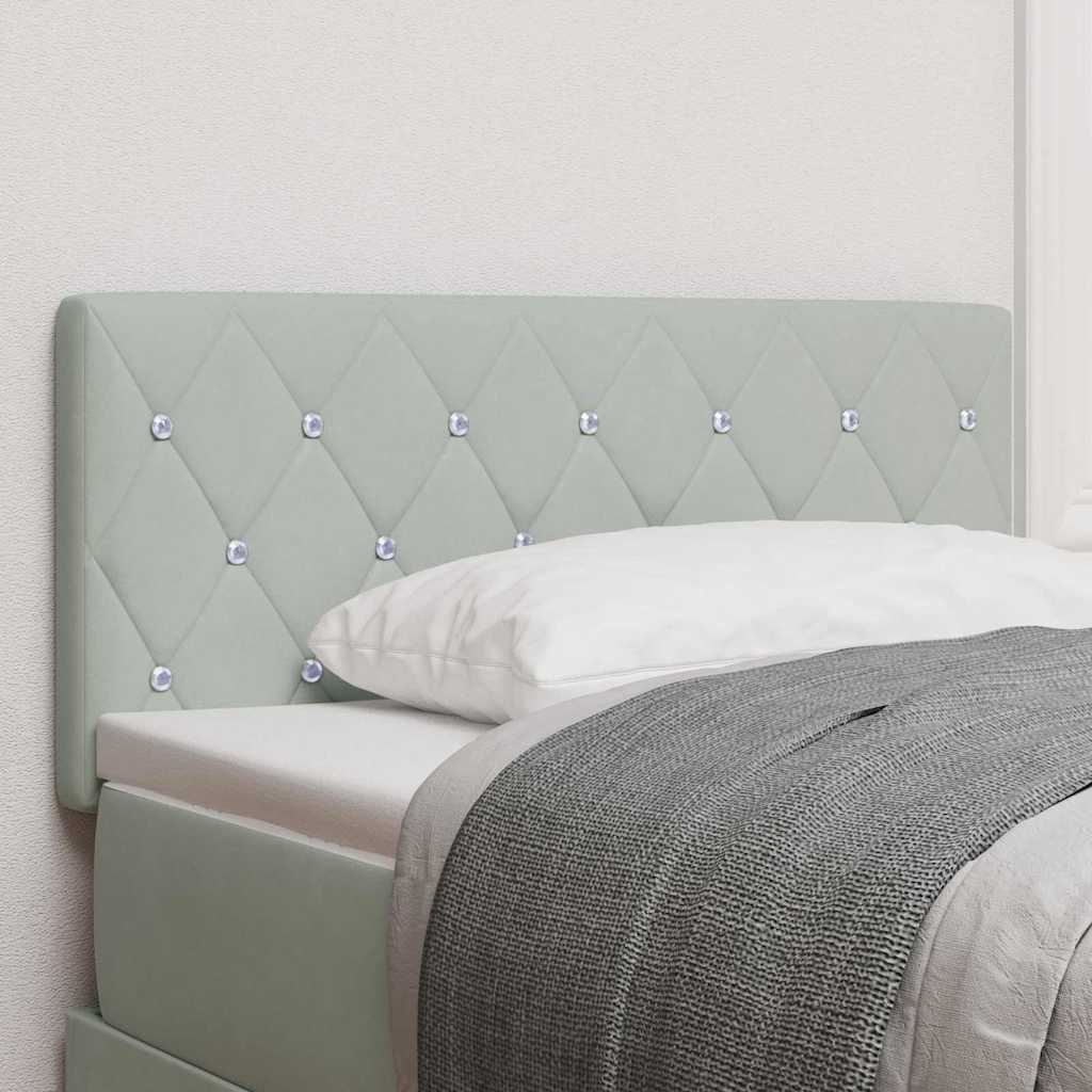 LED Headboard with LED Strip Lights Light grey 90 cm Velvet